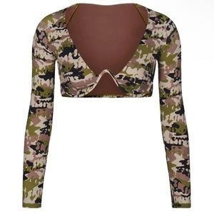 NWT Skims Recycled Long Sleeve Underwire Top Logo Camo TP-LSL-2790 Size 3X